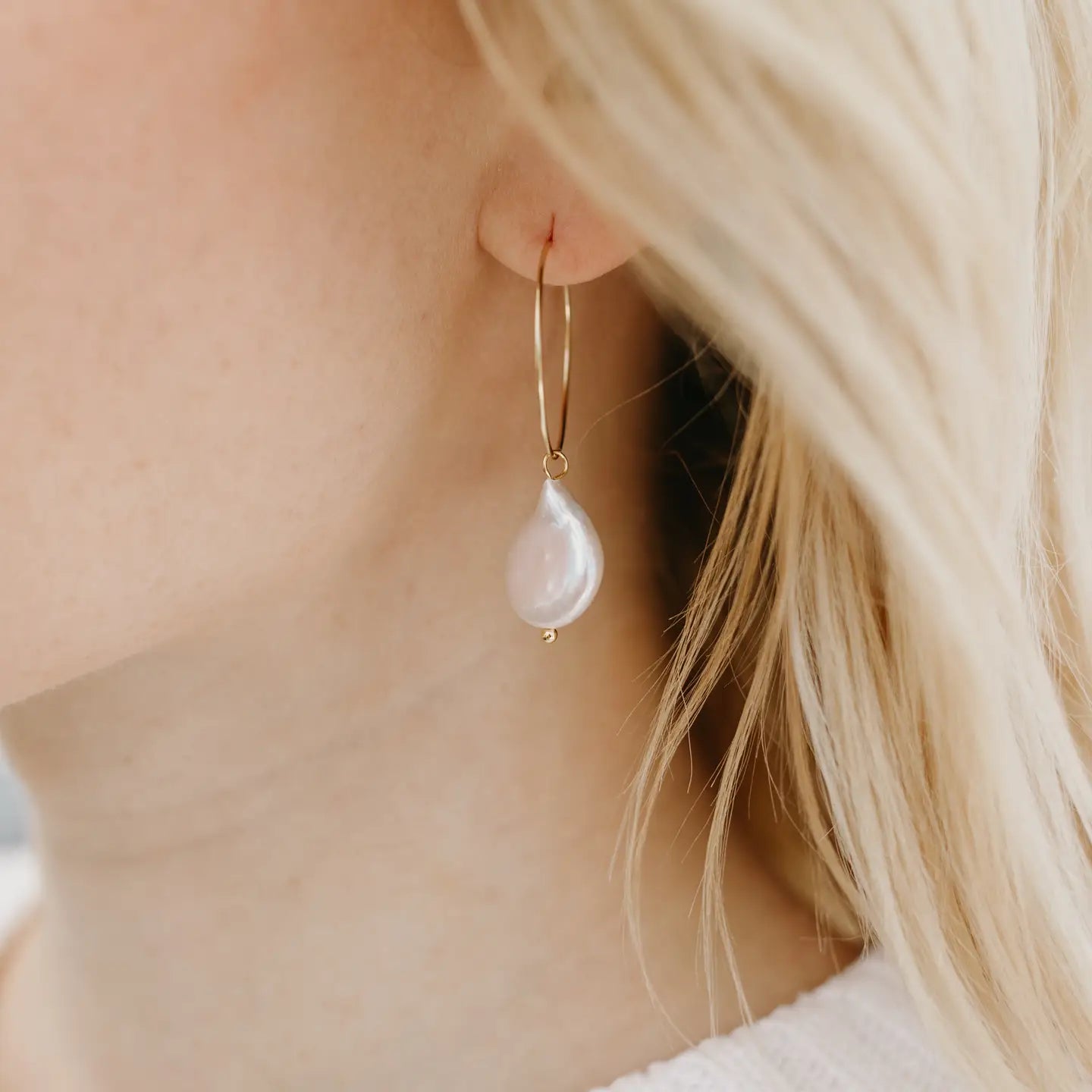 The Pearl Hoop Earrings