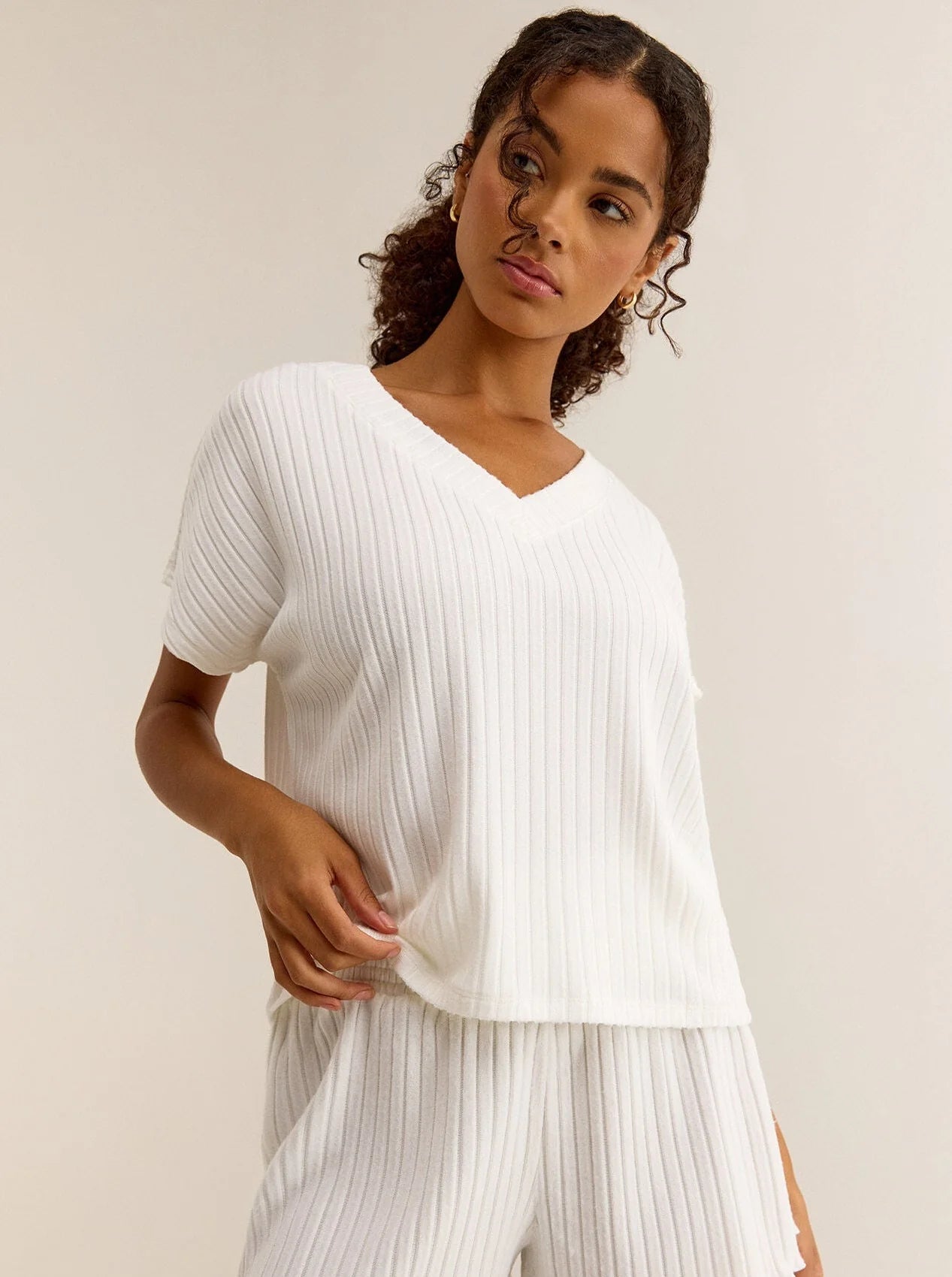 Z Supply Harper Rib V Neck Top